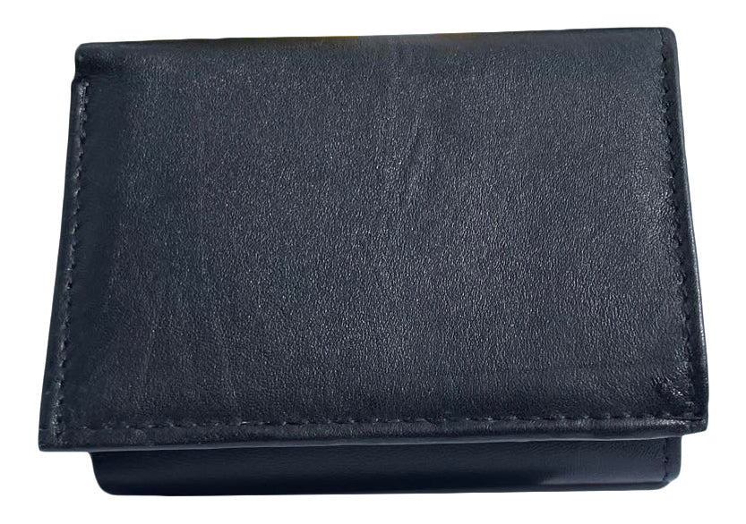 Men's Leather Wallet, with Note Slots & Card Pocket. Tri Fold Wallets Black