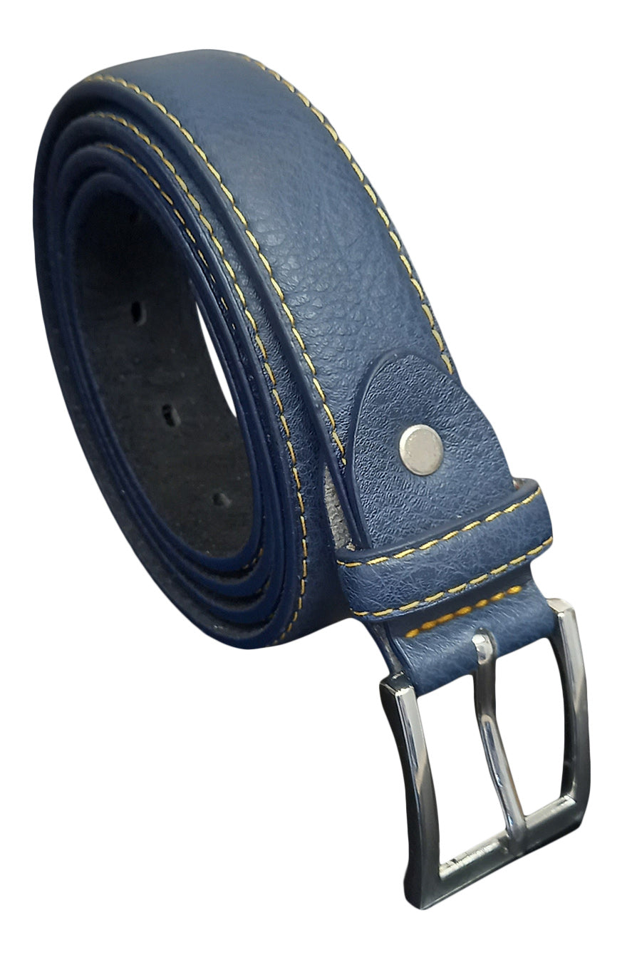 Men's Leather Belt, Black, Green or Blue, Stylish Finish 1" (28mm) Wide