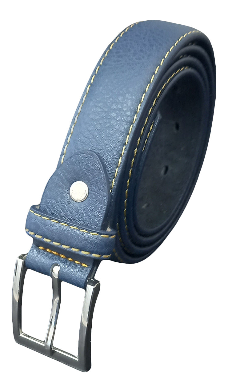 Men's Leather Belt, Black, Green or Blue, Stylish Finish 1" (28mm) Wide