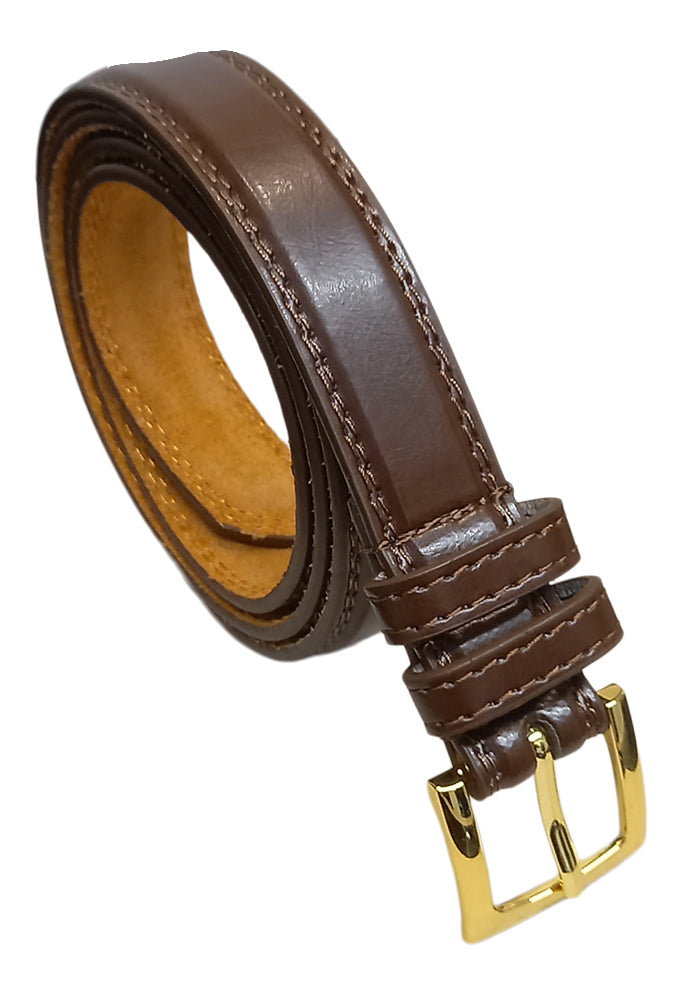 Men's Thin Leather Lned Belt : Black : Brown : Blue : Grey : 1" Wide, Waist 32" - 48"