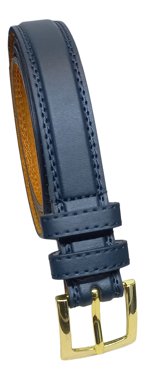 Men's Thin Leather Lned Belt : Black : Brown : Blue : Grey : 1" Wide, Waist 32" - 48"