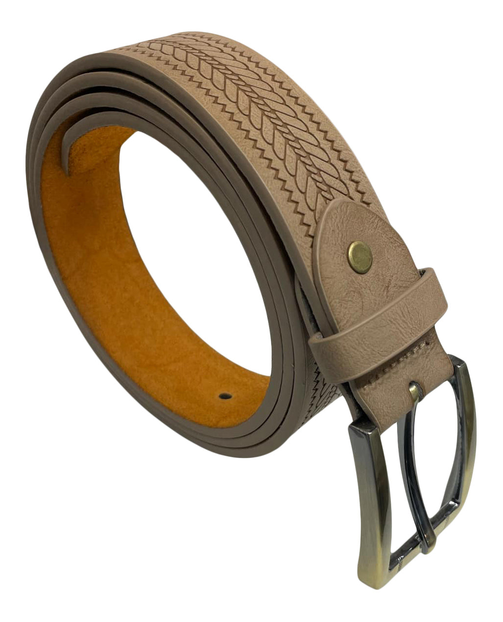 Man's Belt in Beige, Men's Leather Lined Belt, 1.25" Wide, Waist 28" - 48"