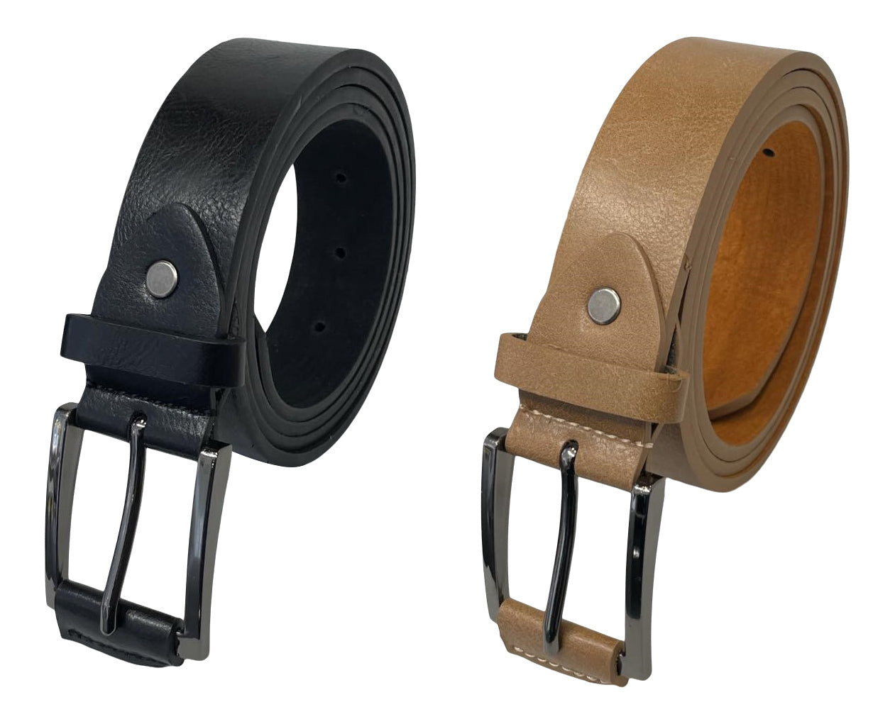 Men's Leather Lined Trouser Belt, 1.25" Wide Black or Tan, All sizes up to 48"