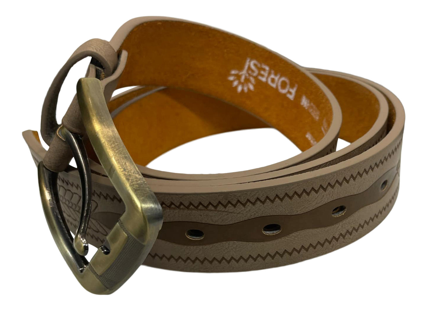 Man's Belt in Beige, Men's Leather Lined Belt, 1.25" Wide, Waist 28" - 48"