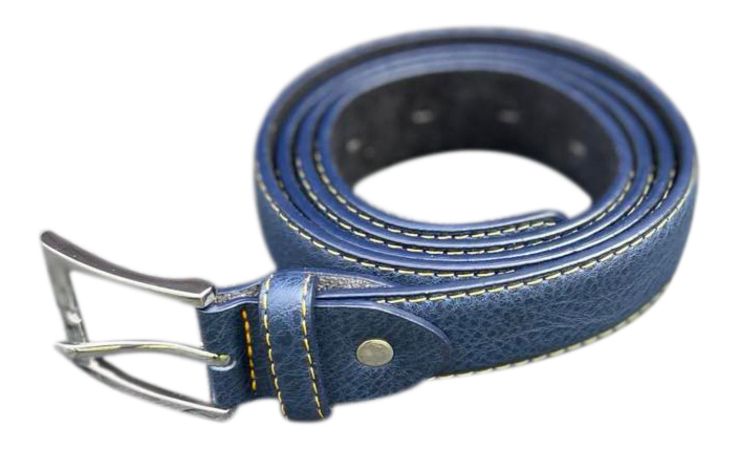 Men's Leather Belt, Black, Green or Blue, Stylish Finish 1" (28mm) Wide