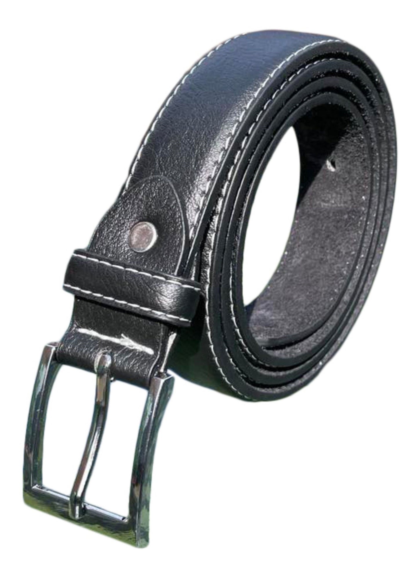 Men's Leather Belt, Black, Green or Blue, Stylish Finish 1" (28mm) Wide