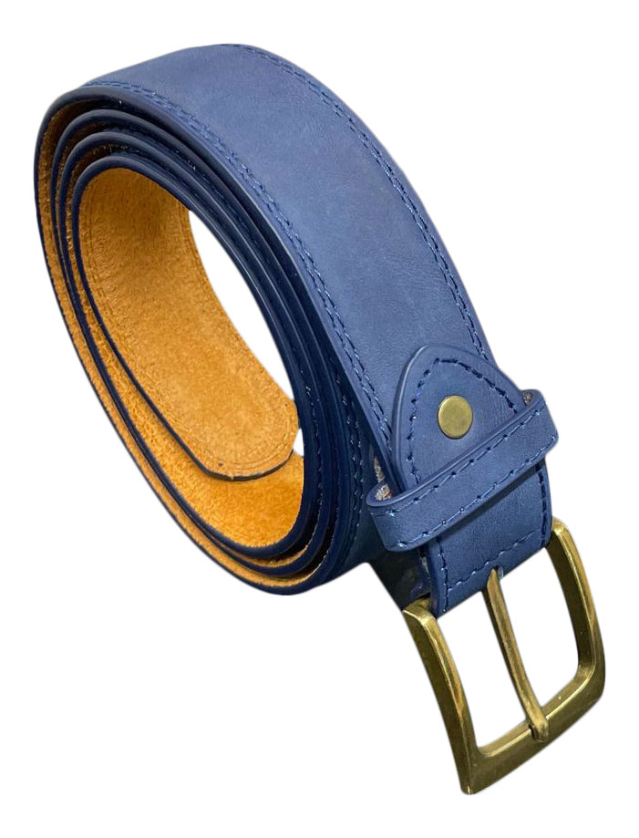 Men's Leather Belt, Black, Blue or Grey, Suede Style Finish 1.25" Wide