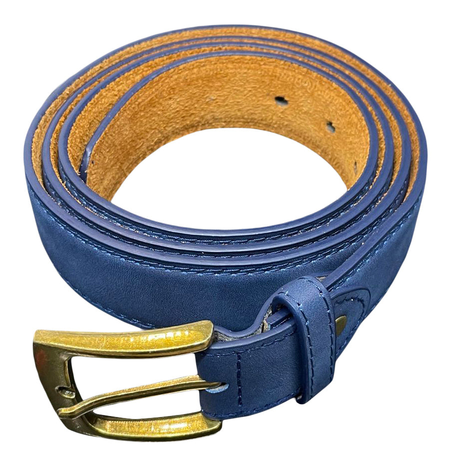 Men's Leather Belt, Black, Blue or Grey, Suede Style Finish 1.25" Wide