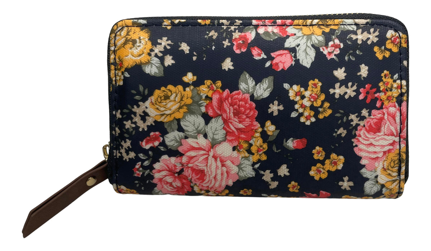 Ladies Purse, Medium Size Purses with Card and Coin Slots, Featuring Flowers