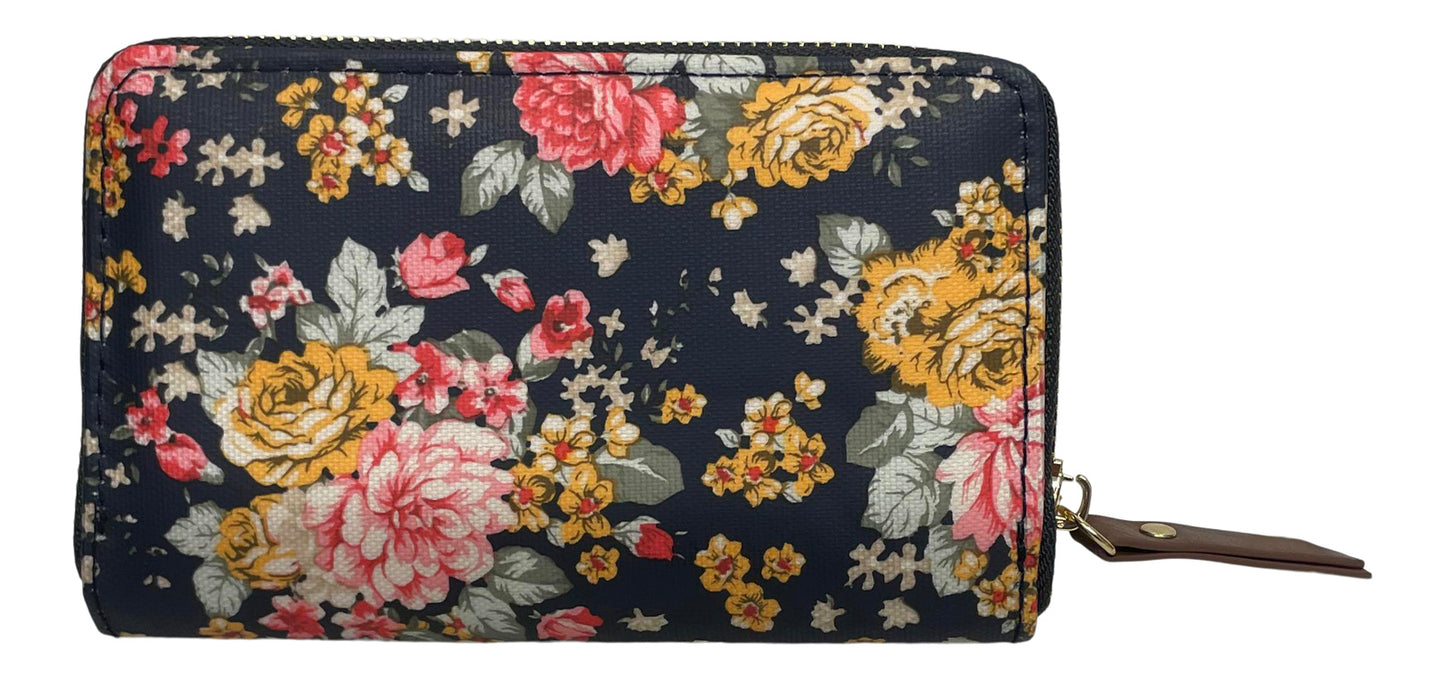 Ladies Purse, Medium Size Purses with Card and Coin Slots, Featuring Flowers