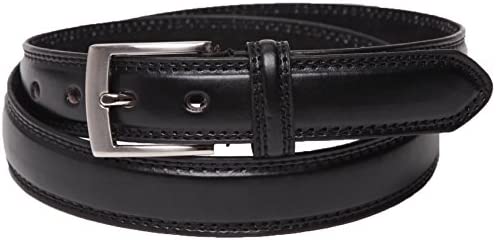 Men's Leather Leather Lined Belt, Black or White, 28" - 48" Waist, Belts 1" Wide