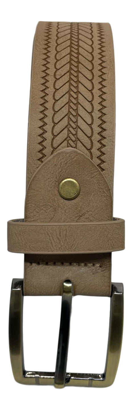Man's Belt in Beige, Men's Leather Lined Belt, 1.25" Wide, Waist 28" - 48"