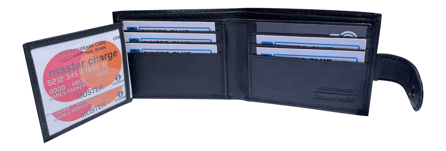 Men's Leather Wallet, with Note Slots, Card Pocket & Photo id Pocket