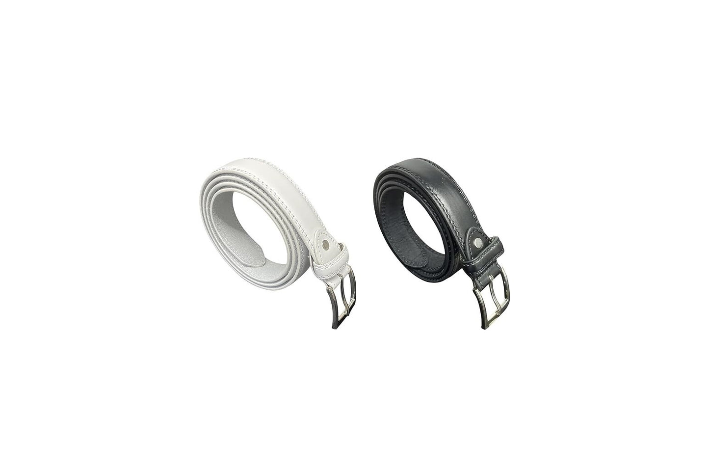 Men's Leather Leather Lined Belt, Black or White, 28" - 48" Waist, Belts 1" Wide