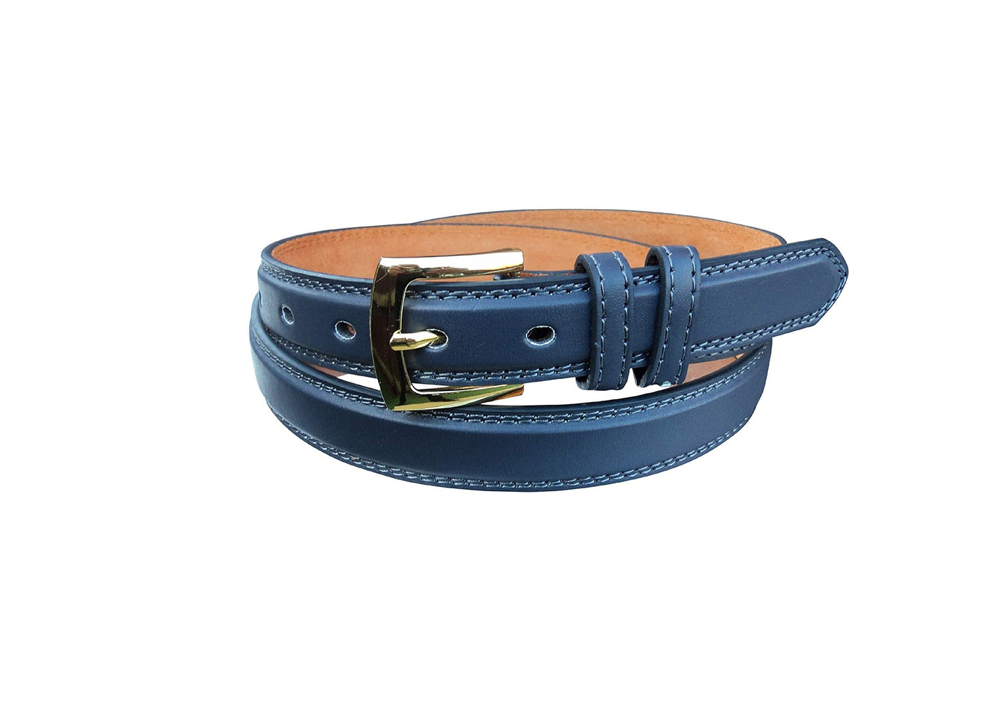 Men's Thin Leather Lned Belt : Black : Brown : Blue : Grey : 1" Wide, Waist 32" - 48"