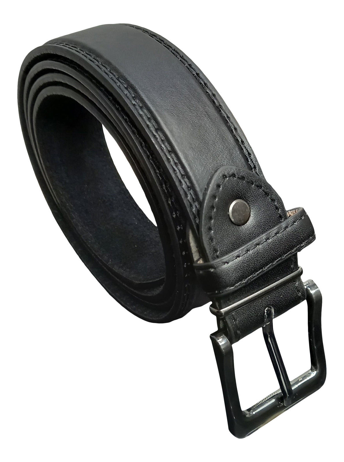 Men's Black Belt, Plain Black Trouser Belts for Men, 1.25" Wide, 28" - 48" Waist