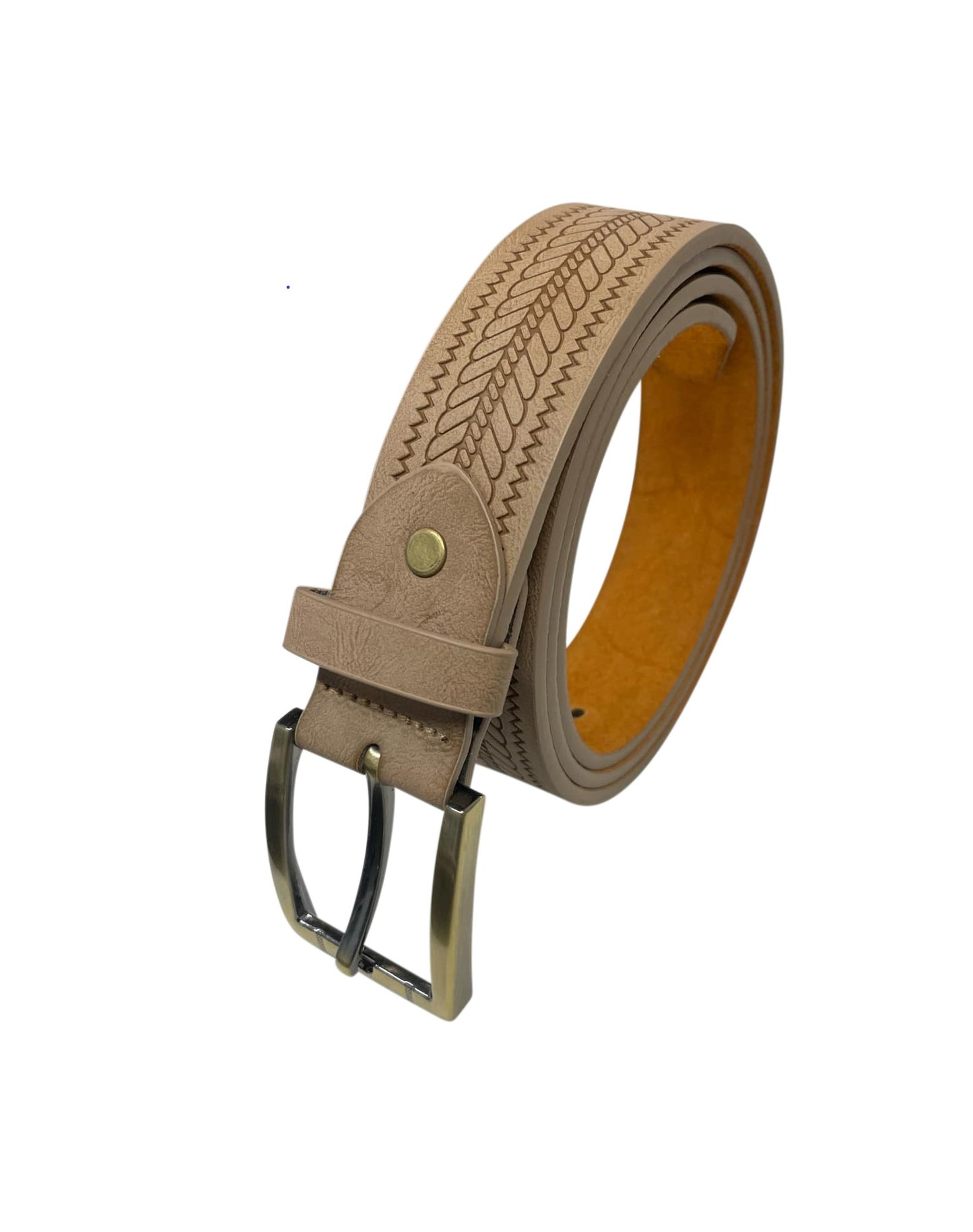 Man's Belt in Beige, Men's Leather Lined Belt, 1.25" Wide, Waist 28" - 48"