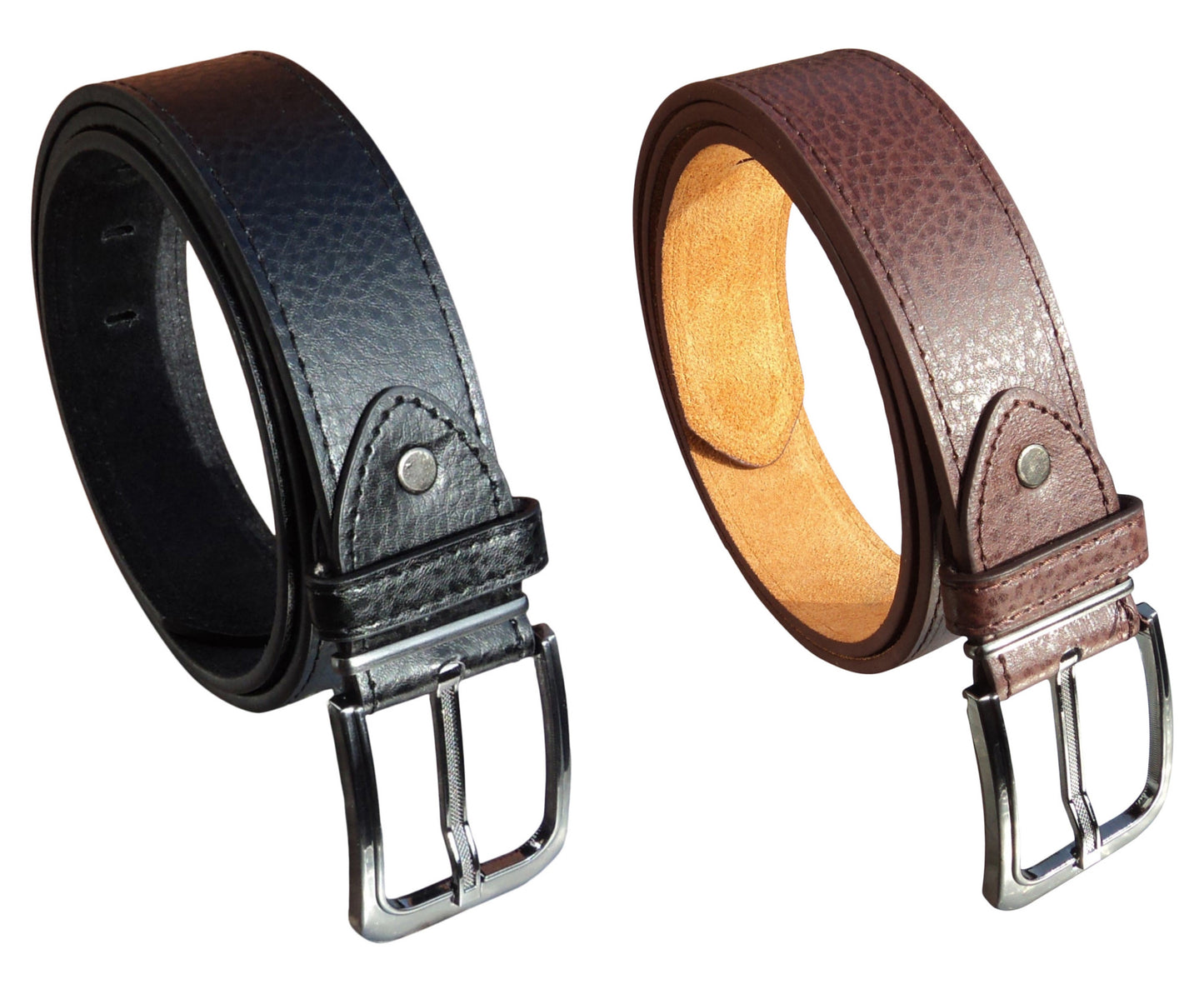 Men's Leather Lined Trouser Belt, 1.5" wide, Black or Brown