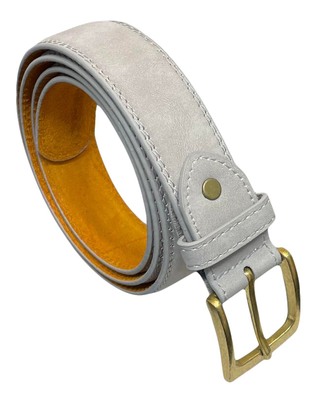 Men's Leather Belt, Black, Blue or Grey, Suede Style Finish 1.25" Wide