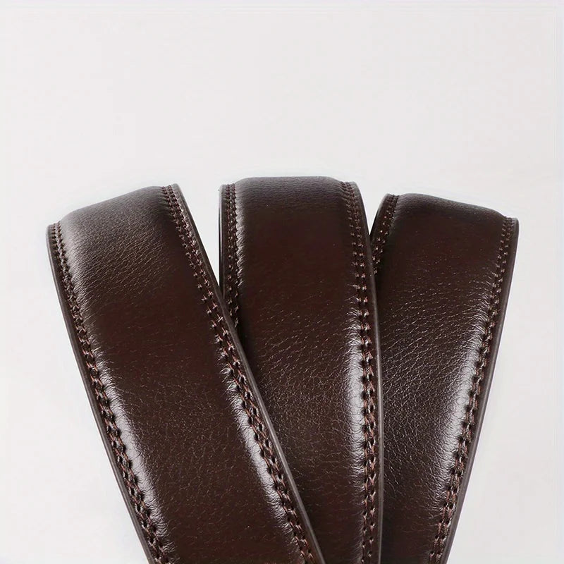Men's Real Leather Rachet Belt, Black or Brown with Quality Plate Buckle