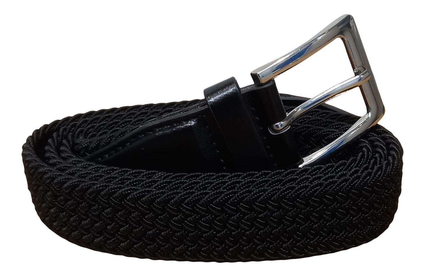 Elasticated Stretchy Trouser Belt for Men, 1.25" Wide, Black Belt