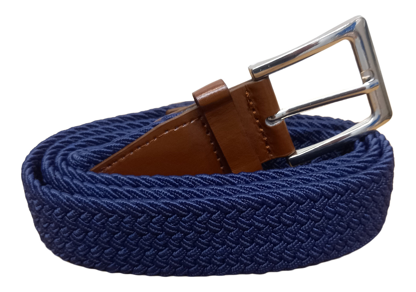 Elasticated Stretchy Trouser Belt for Men, 1.25" Wide, Navy Blue Belt