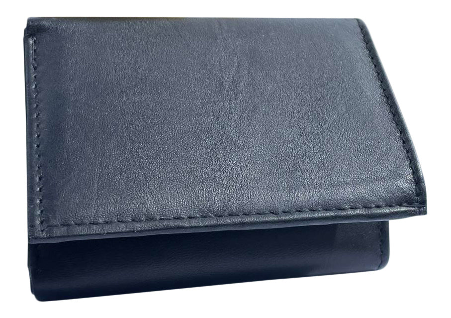 Men's Leather Wallet, with Note Slots & Card Pocket. Tri Fold Wallets Black