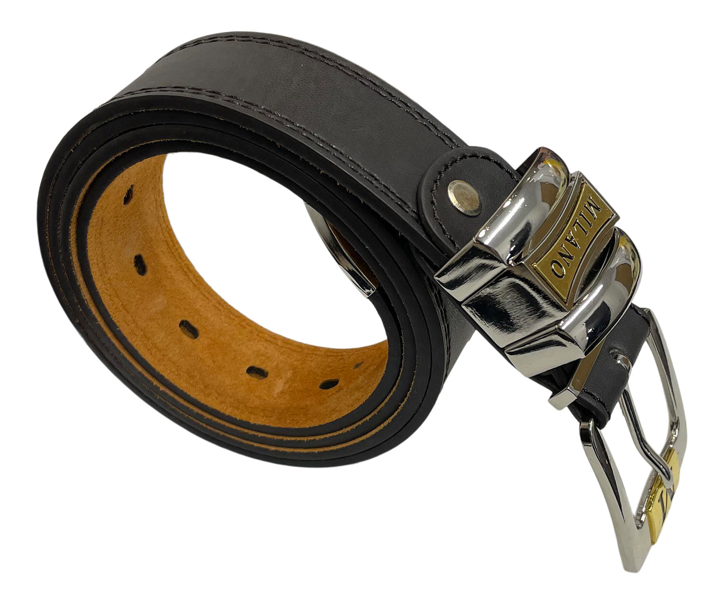 Men's Leather Jeans Belt, Black or Brown, 28" - 48"