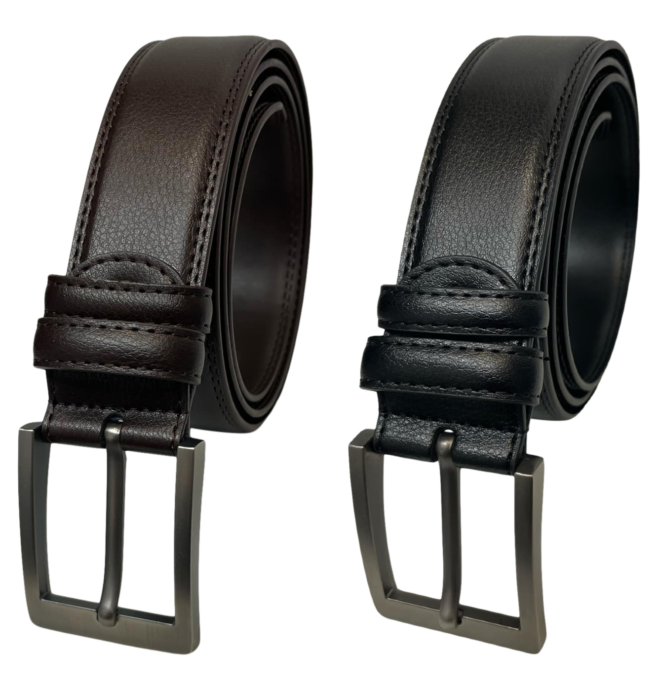 Men's Leather Belt for Trousers / Jeans, Black or Brown, 28" - 48" , by Milano®