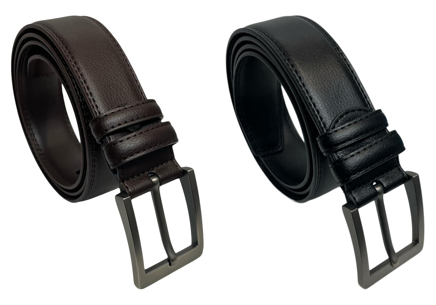 Men's Leather Belt for Trousers / Jeans, Black or Brown, 28" - 48" , by Milano®