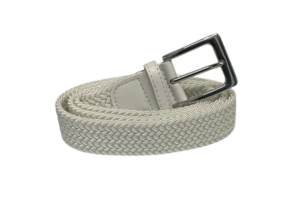 Elasticated Stretchy Trouser Belt for Men or Women, 1.25" Wide, Cream Belt
