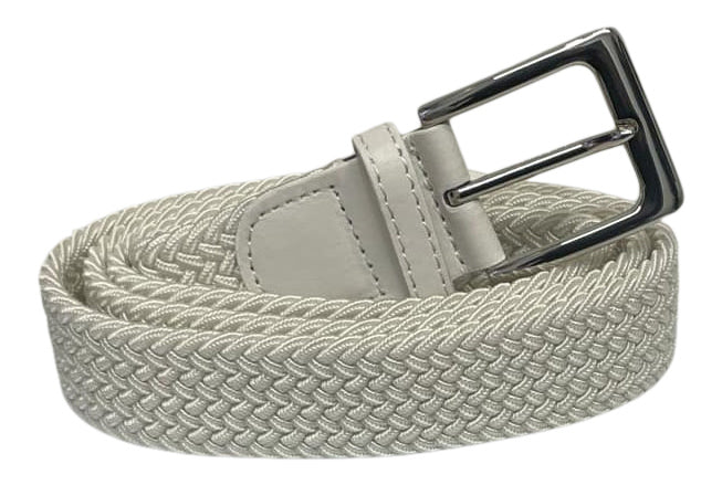 Elasticated Stretchy Trouser Belt for Men or Women, 1.25" Wide, Cream Belt