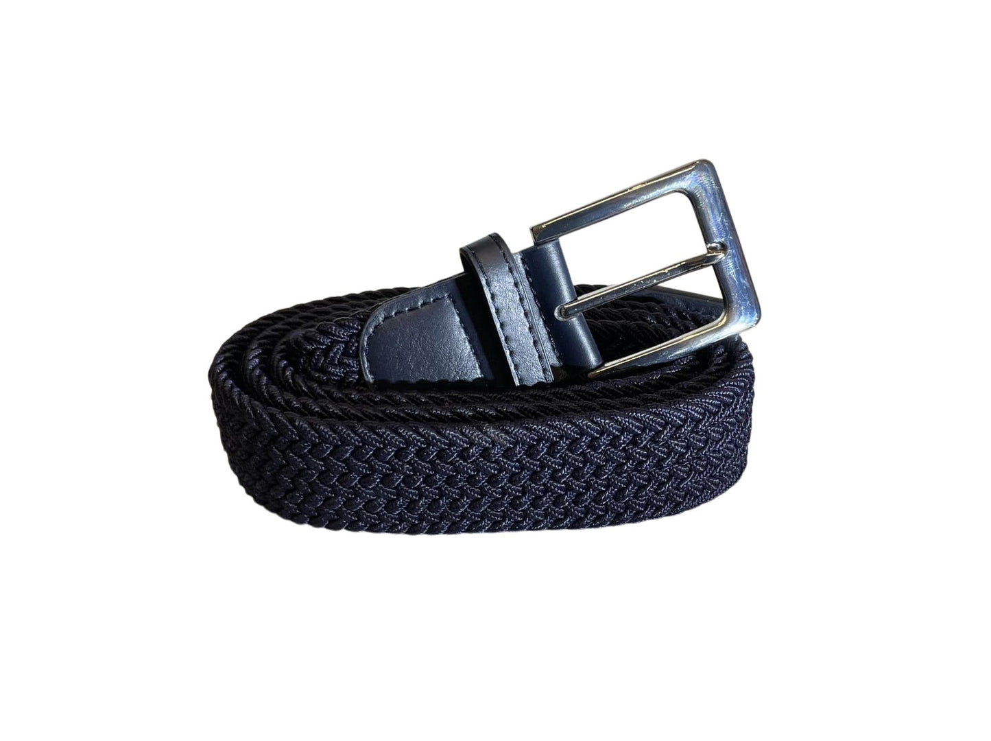 Stretchy Belt, Elasticated Belts, Braided Belt for Men 1.25" Wide, Dark Blue