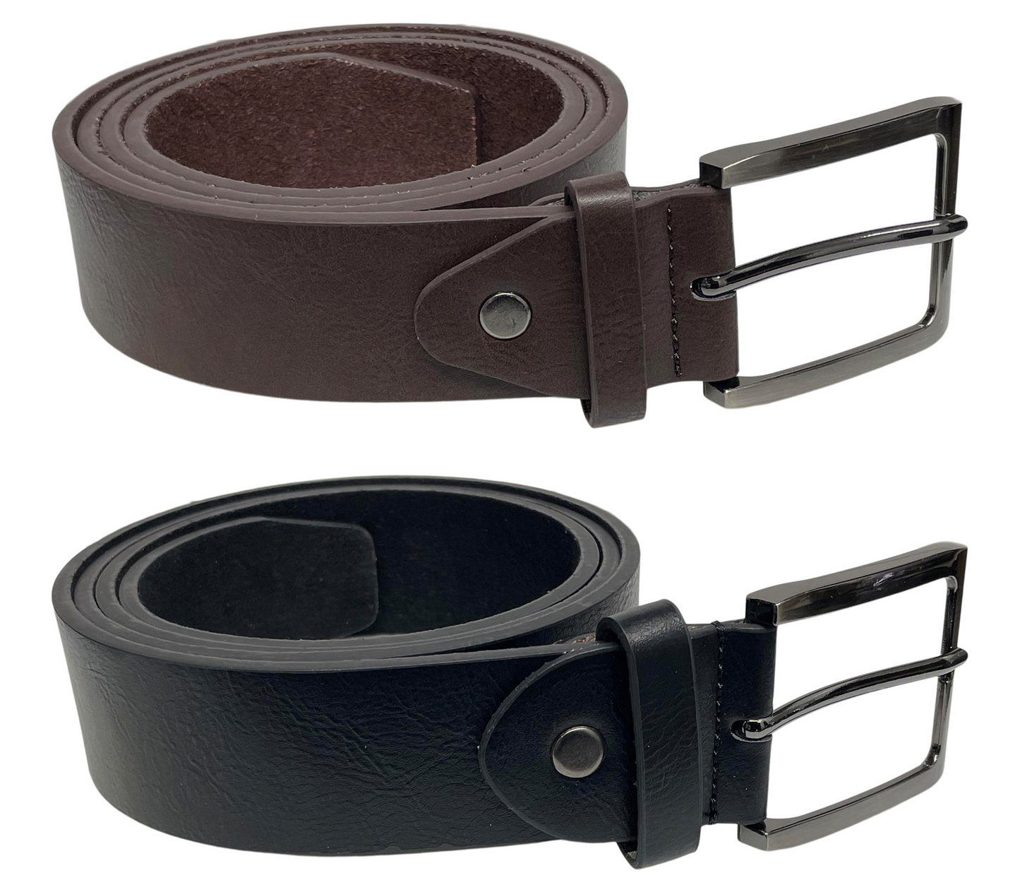 Men's Leather Lined Belt, Brown or Black 1.5" Wide, to Fit Sizes 28" - 48" Waist
