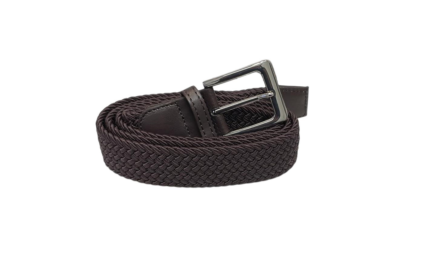 Elasticated Stretchy Trouser Belt for Men, 1.25" Wide, Brown Belt