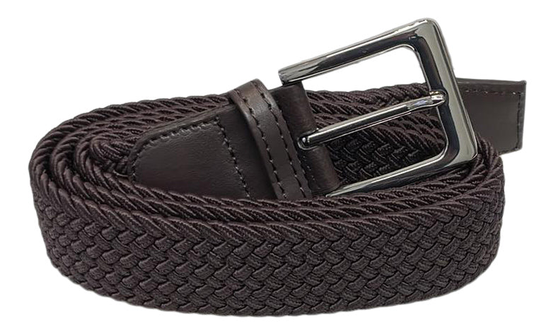 Elasticated Stretchy Trouser Belt for Men, 1.25" Wide, Brown Belt