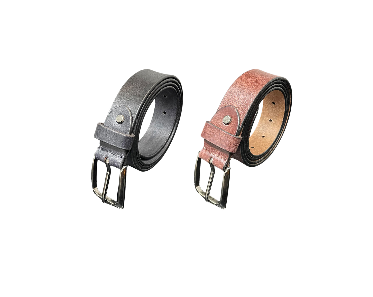Men's Real Leather Belt, Black or Brown, 28" - 52", Leather Belts are 1.25" Wide