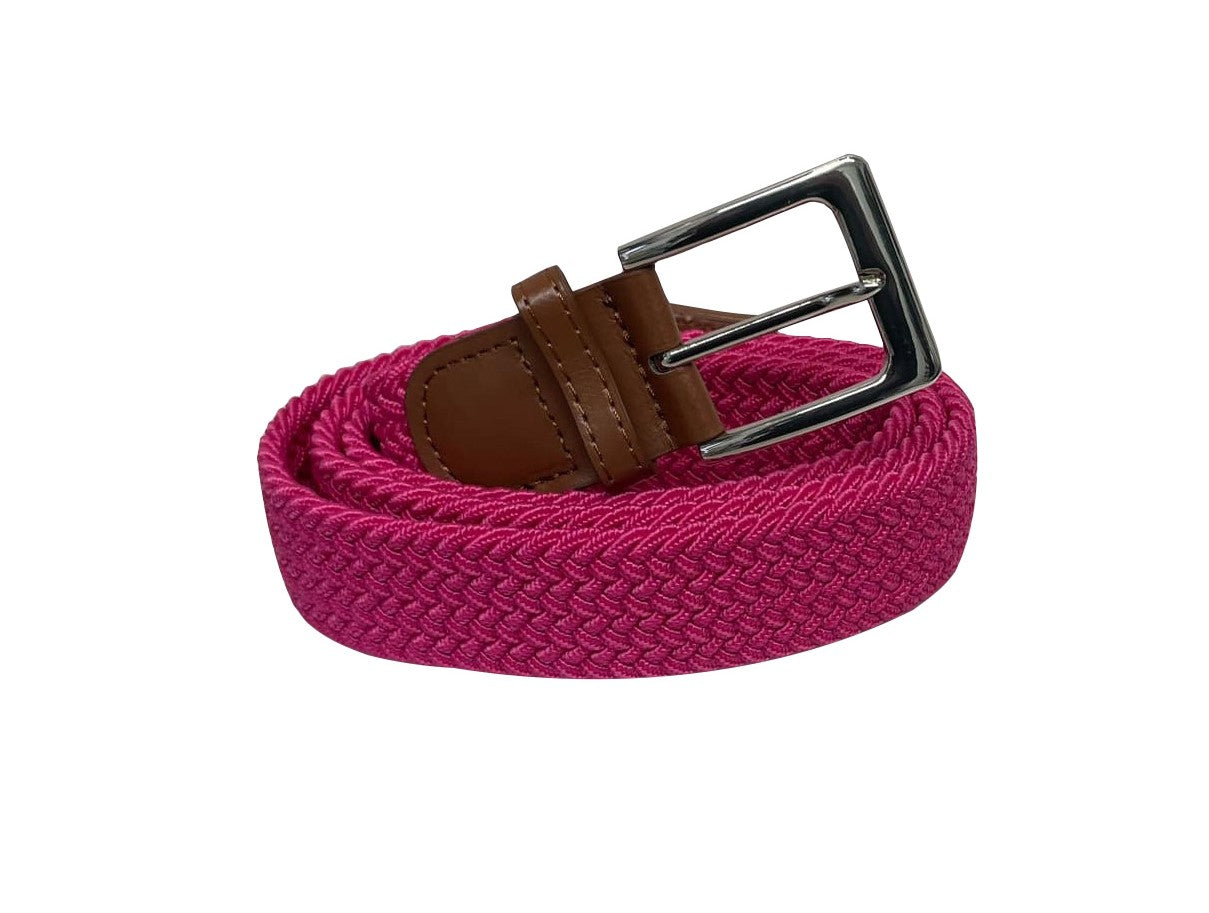 Elasticated Stretchy Trouser Belt for Men or Women, 1.25" Wide, Pink Belt