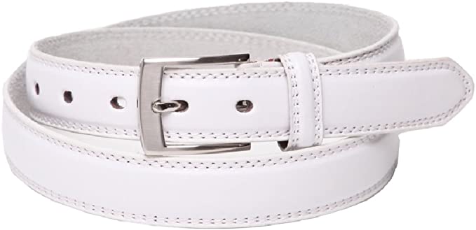 Men's Leather Leather Lined Belt, Black or White, 28" - 48" Waist, Belts 1" Wide