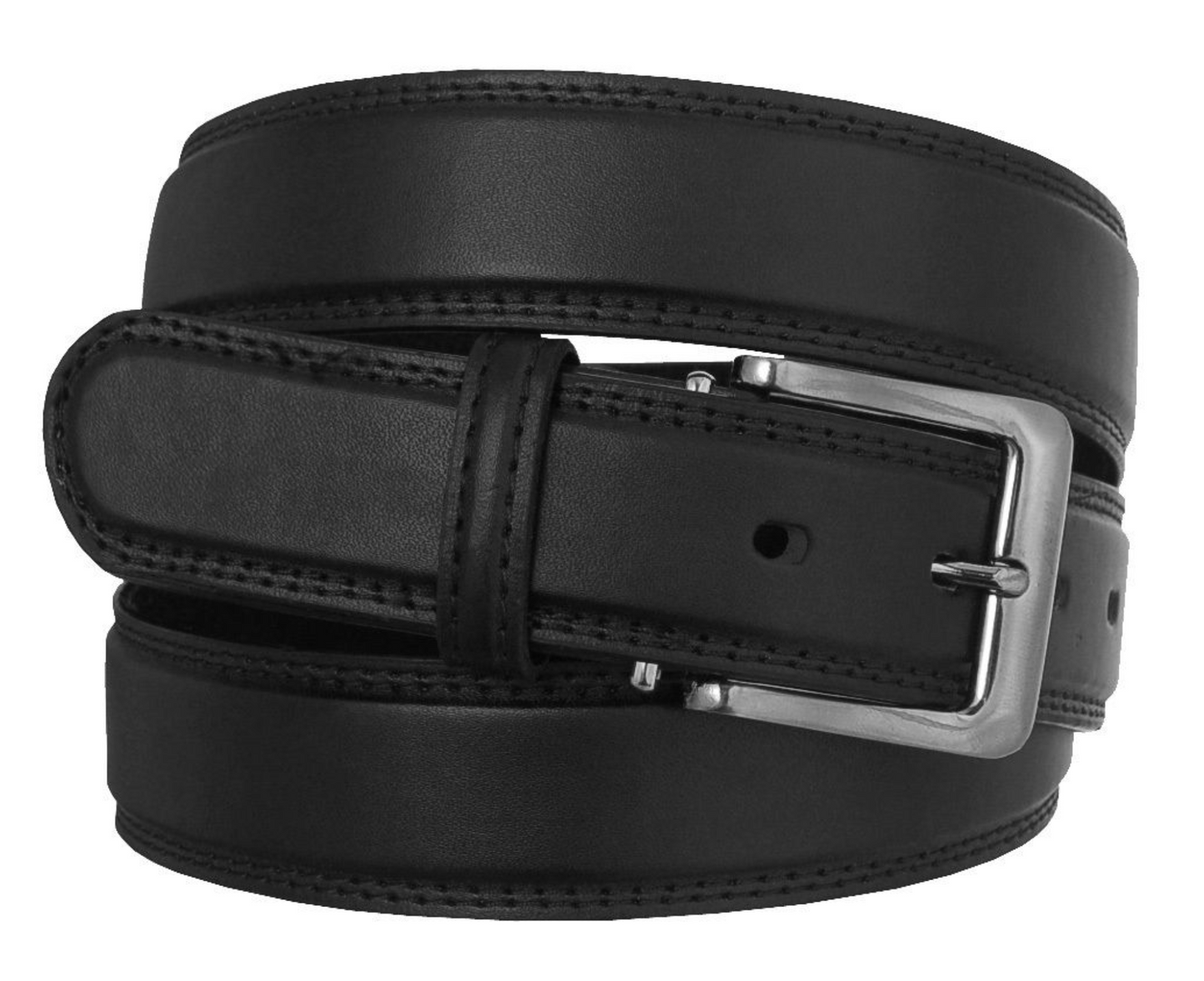 Men's Black Belt, Plain Black Trouser Belts for Men, 1.25" Wide, 28" - 48" Waist