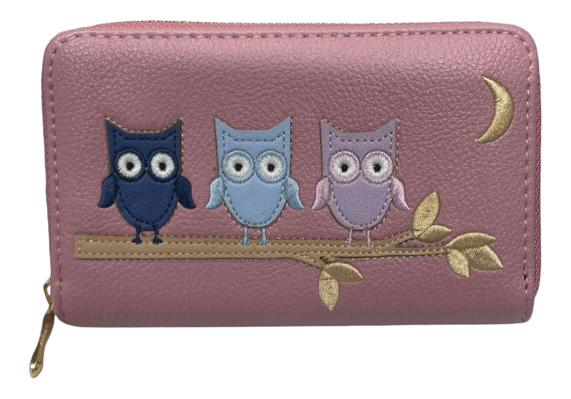 Ladies Purse, Medium Size Purses with Card and Coin Slots, Featuring Owls-Birds