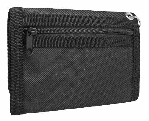 Tri Fold Wallet. Optional Security Chain, Tough Woven Polyester Wallets