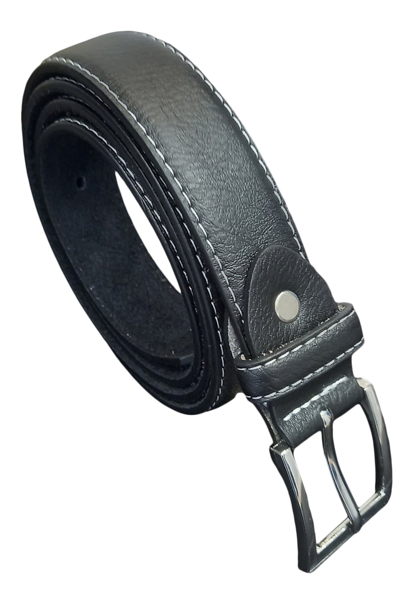 Men's Leather Belt, Black, Green or Blue, Stylish Finish 1" (28mm) Wide