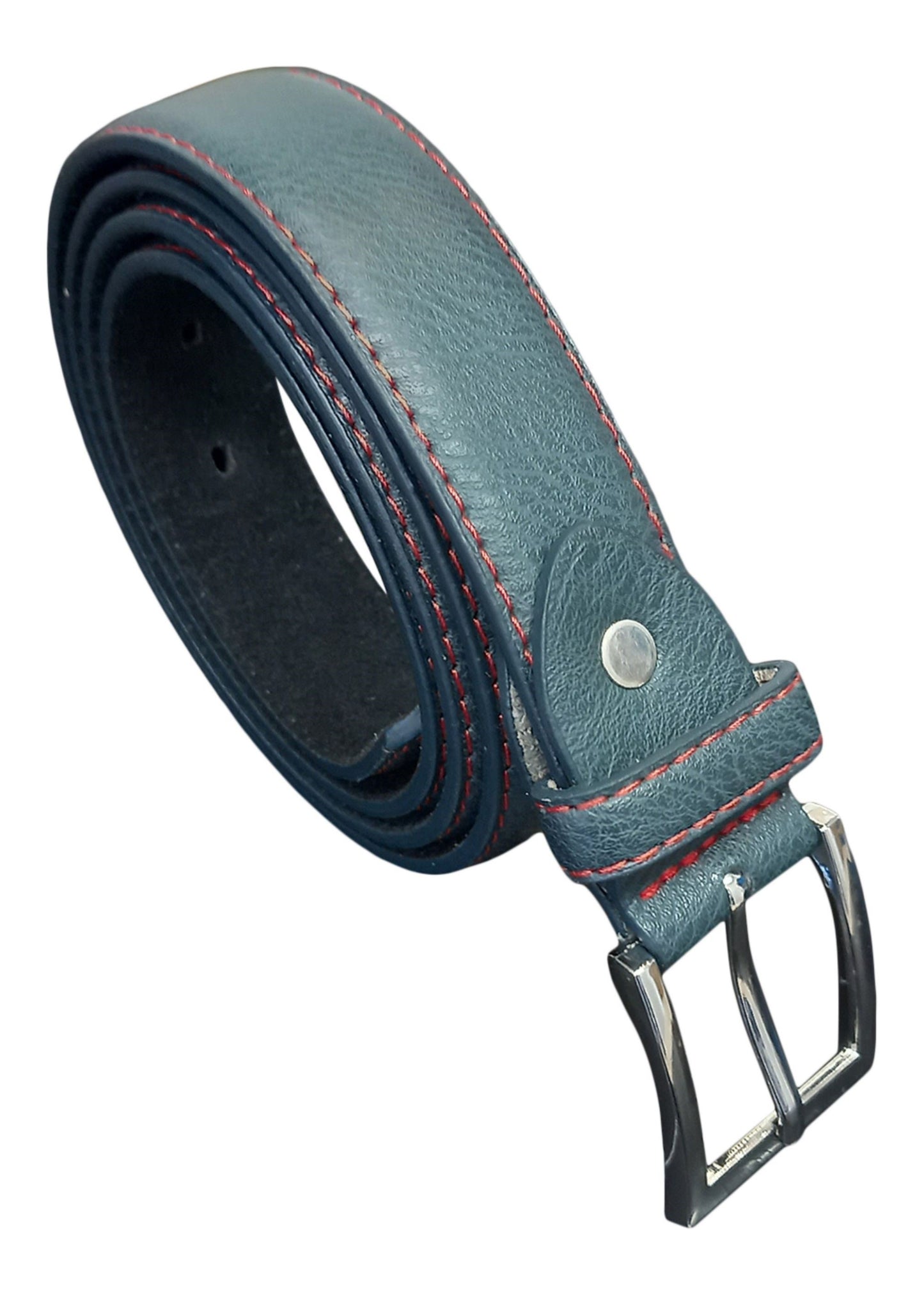 Men's Leather Belt, Black, Green or Blue, Stylish Finish 1" (28mm) Wide