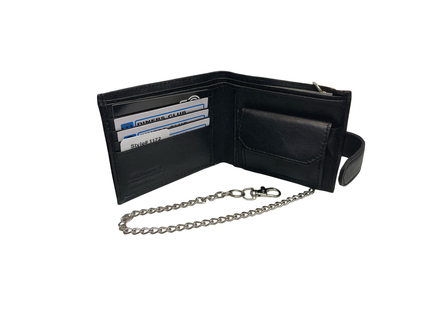 Men's Wallet, Security Chian, Note Slots, Card Slots, Black or Brown Leather