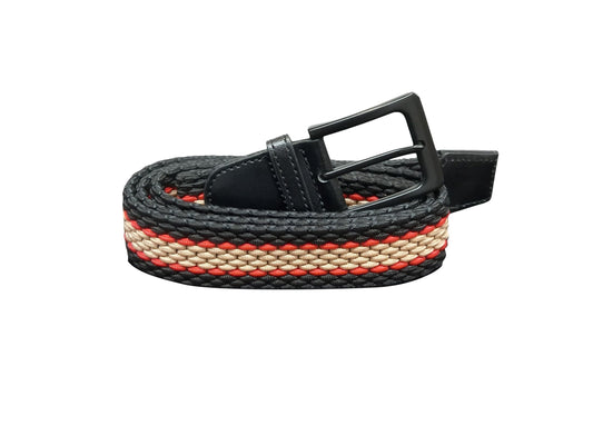 Men's Belt, Stretchy, Elasticated Belts for Men or Women, Braided Belt 1.25" Wide, Black and Gold