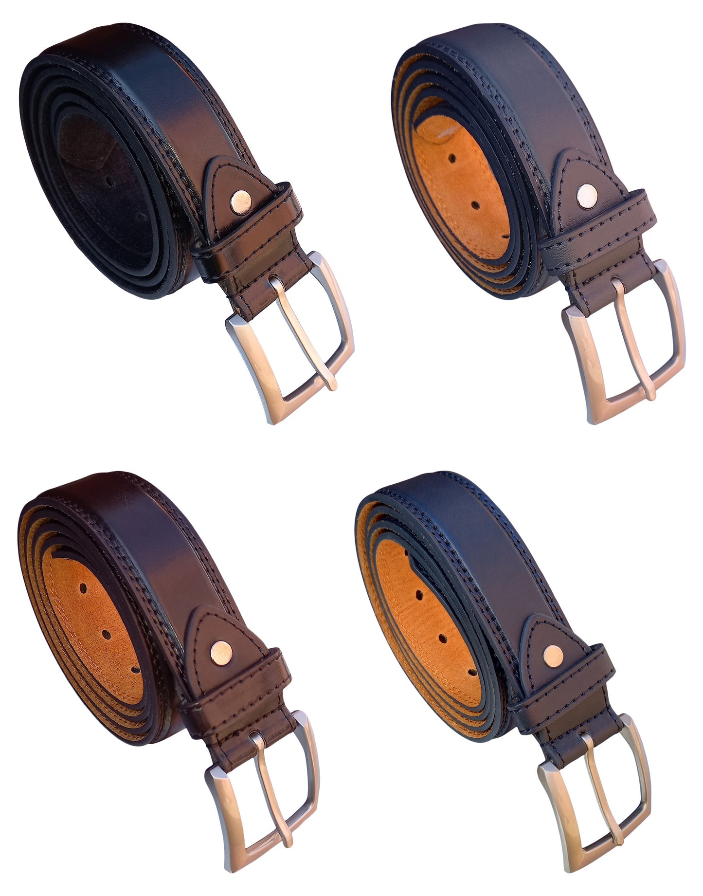 Men's Belt, Trouser Belts for Men, Leather Lined, Black, Brown, Grey or Navy