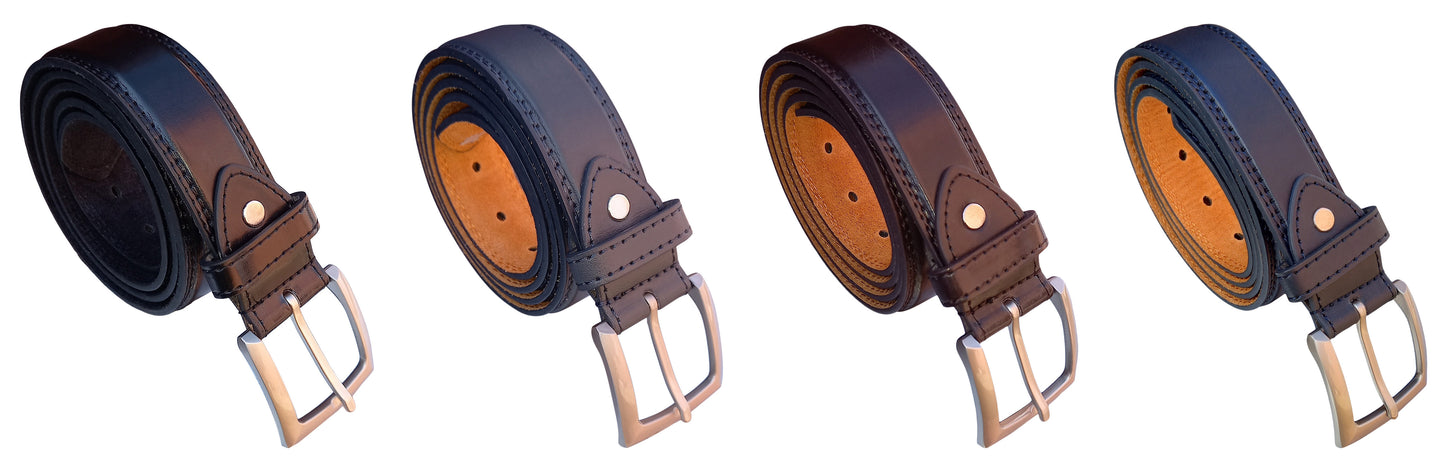 Men's Belt, Trouser Belts for Men, Leather Lined, Black, Brown, Grey or Navy