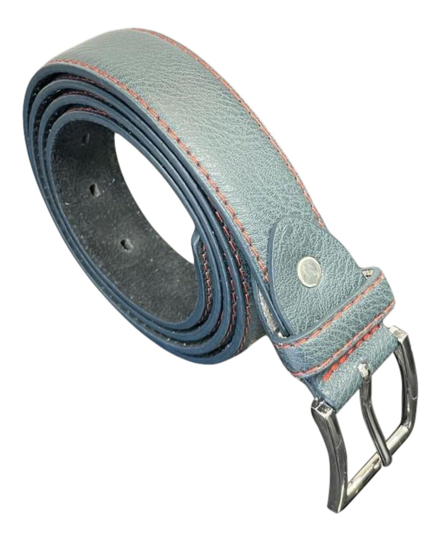 Men's Leather Belt, Black, Green or Blue, Stylish Finish 1" (28mm) Wide