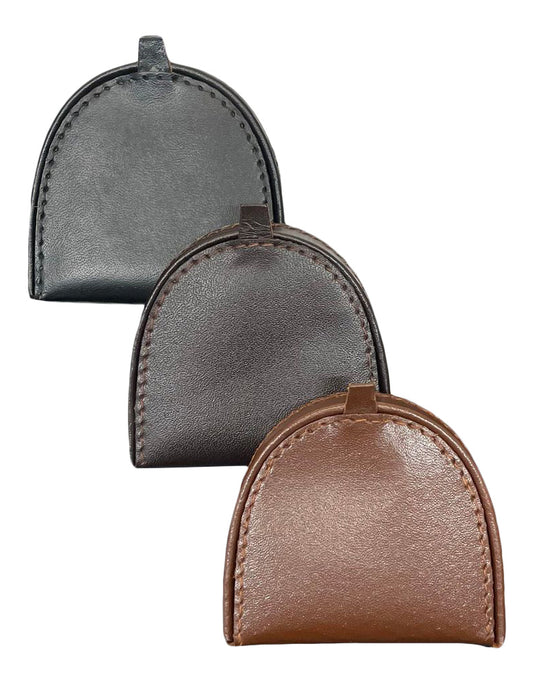 Men's Leather Tray Purse, D-Shaped Coin Purse, Black, Brown or Tan